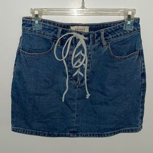 Denim mini skirt with lace up tie Pacsun